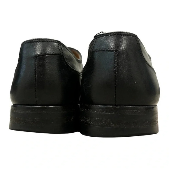 Salvatore Ferragamo Black Leather Apron Toe Derby Dress Shoes Mens Size 8 Italy
